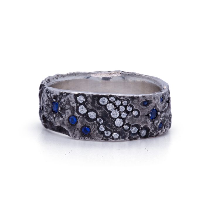 Galaxy003 - Silver and Lab Sapphire Ring