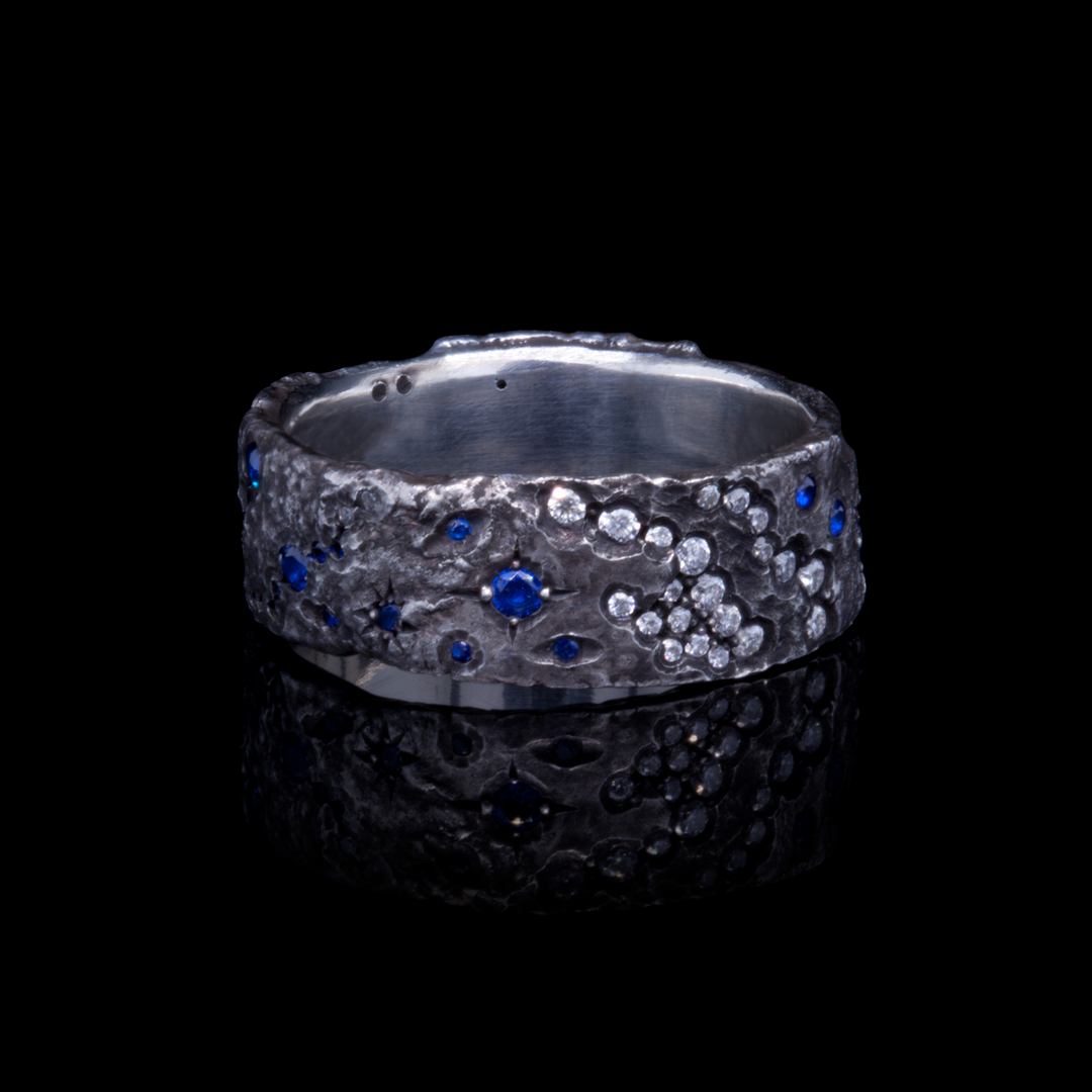 Galaxy003 - Silver and Lab Sapphire Ring