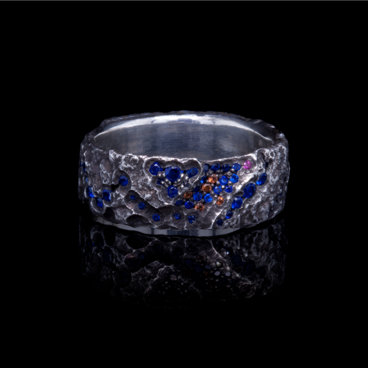Galaxy003 - Silver and Lab Sapphire Ring