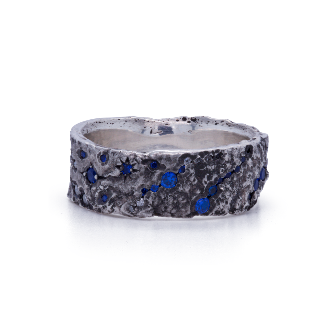 Galaxy003 - Silver and Lab Sapphire Ring