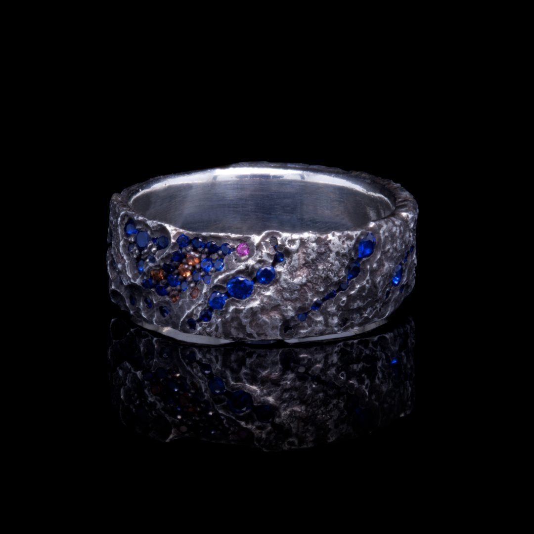 Galaxy003 - Silver and Lab Sapphire Ring