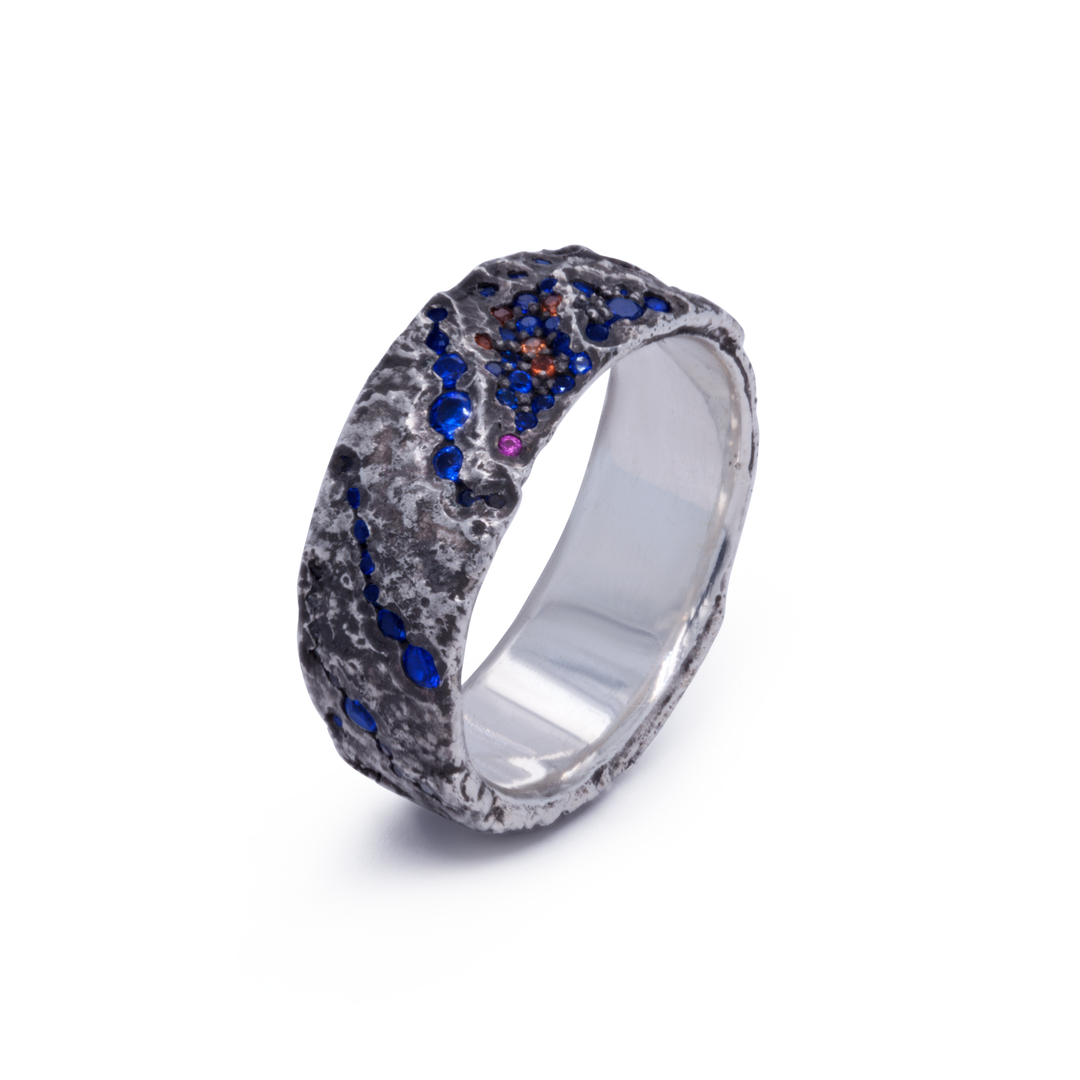 Galaxy003 - Silver and Lab Sapphire Ring