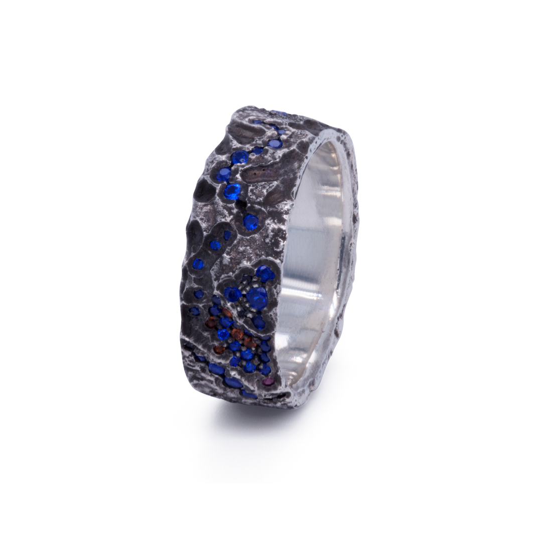 Galaxy003 - Silver and Lab Sapphire Ring