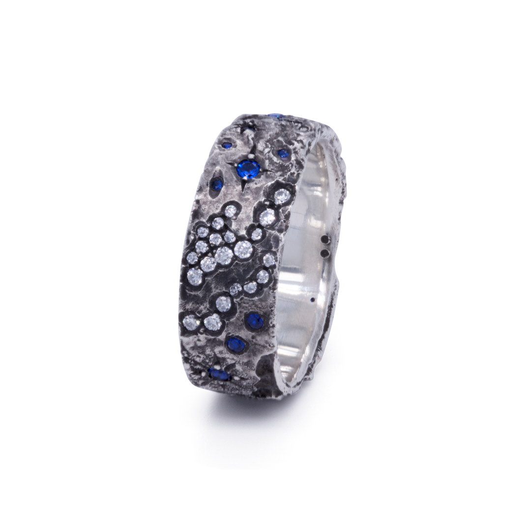 Galaxy003 - Silver and Lab Sapphire Ring