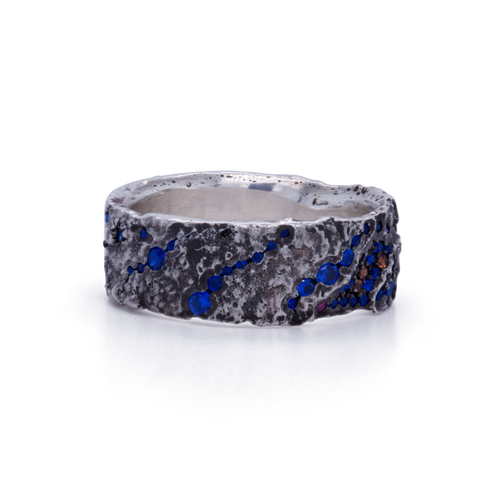 Galaxy003 - Silver and Lab Sapphire Ring