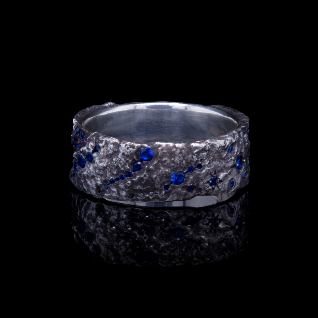 Galaxy003 - Silver and Lab Sapphire Ring