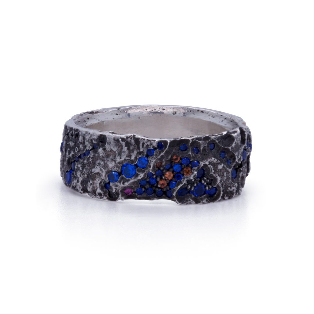 Galaxy003 - Silver and Lab Sapphire Ring