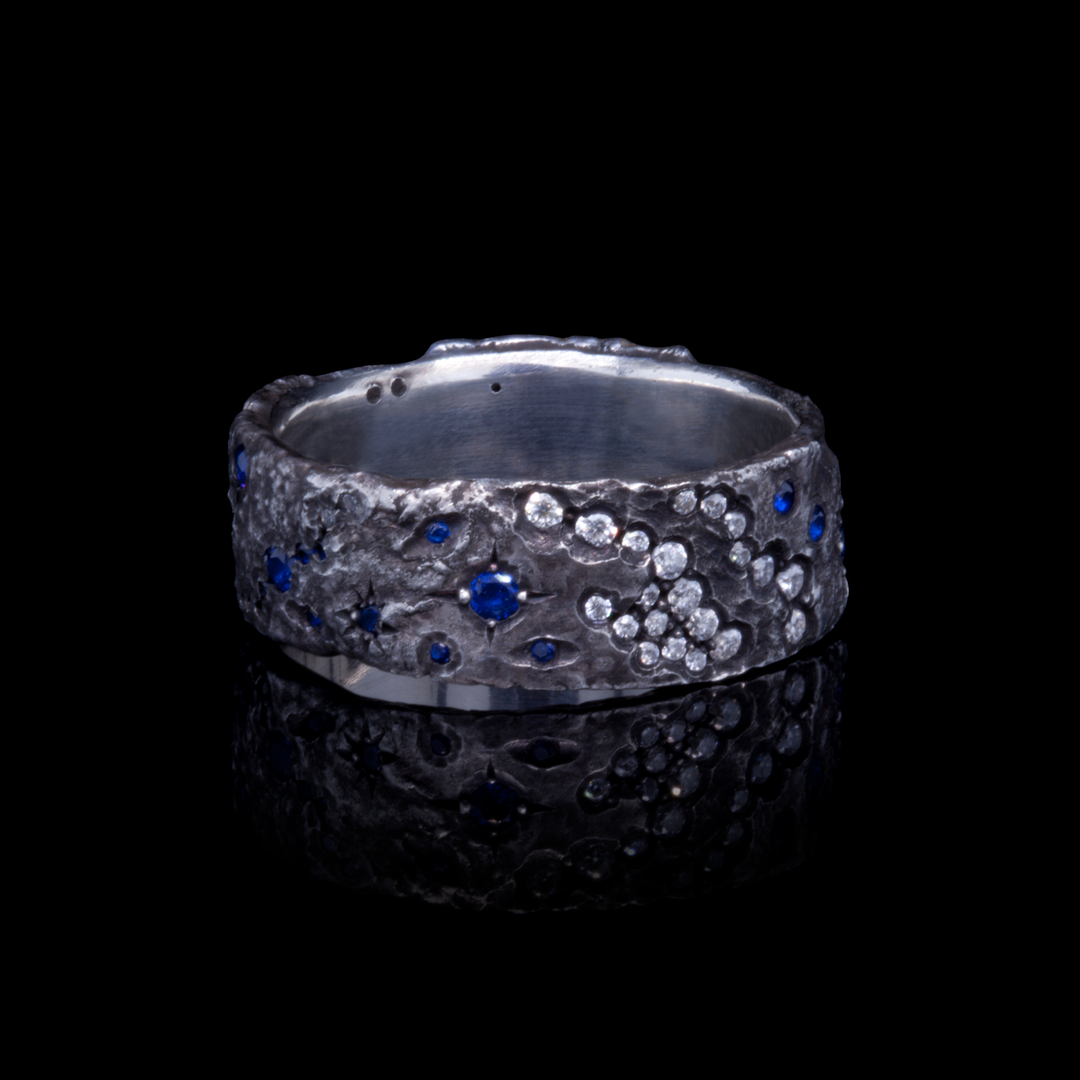 Galaxy003 - Silver and Lab Sapphire Ring