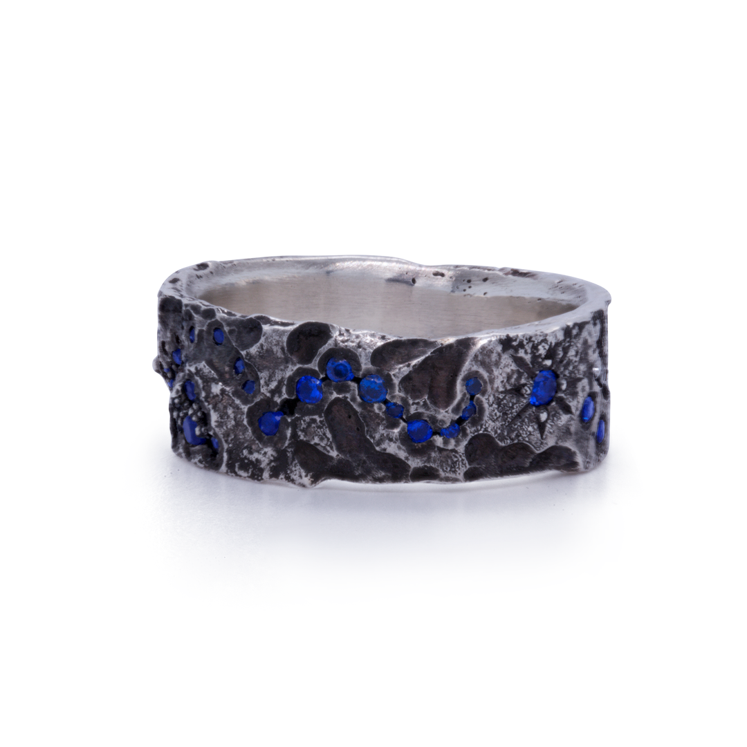 Galaxy003 - Silver and Lab Sapphire Ring