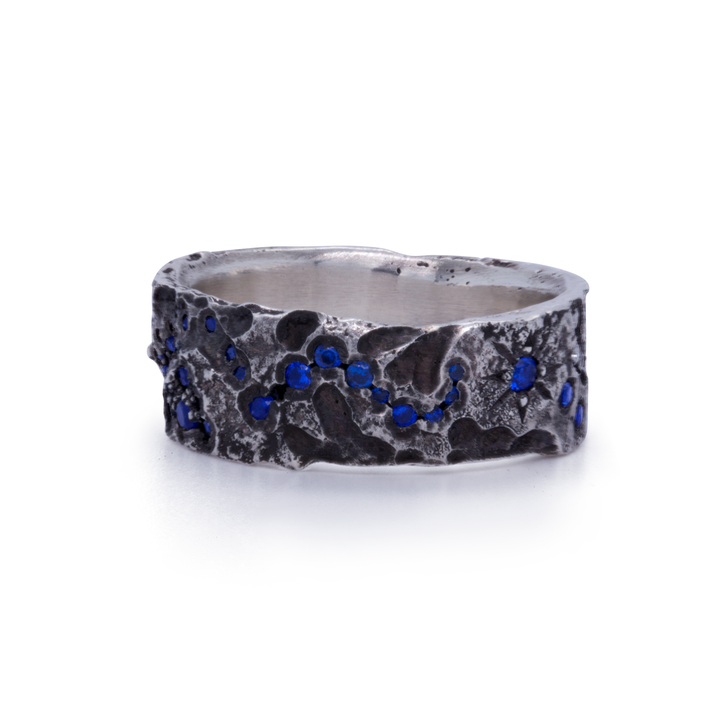 Galaxy003 - Silver and Lab Sapphire Ring