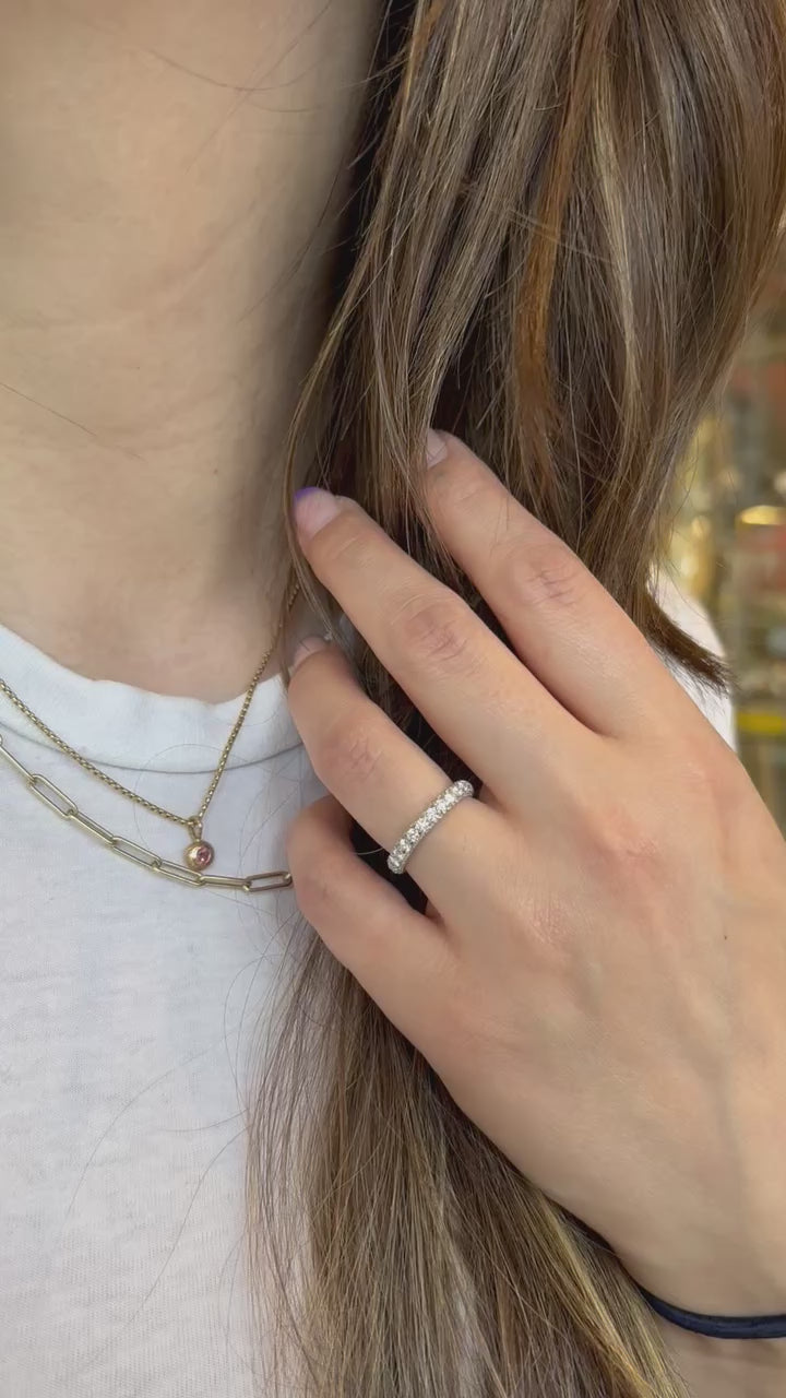 Video Showing  platinum and lab-grown diamond eternity ring.