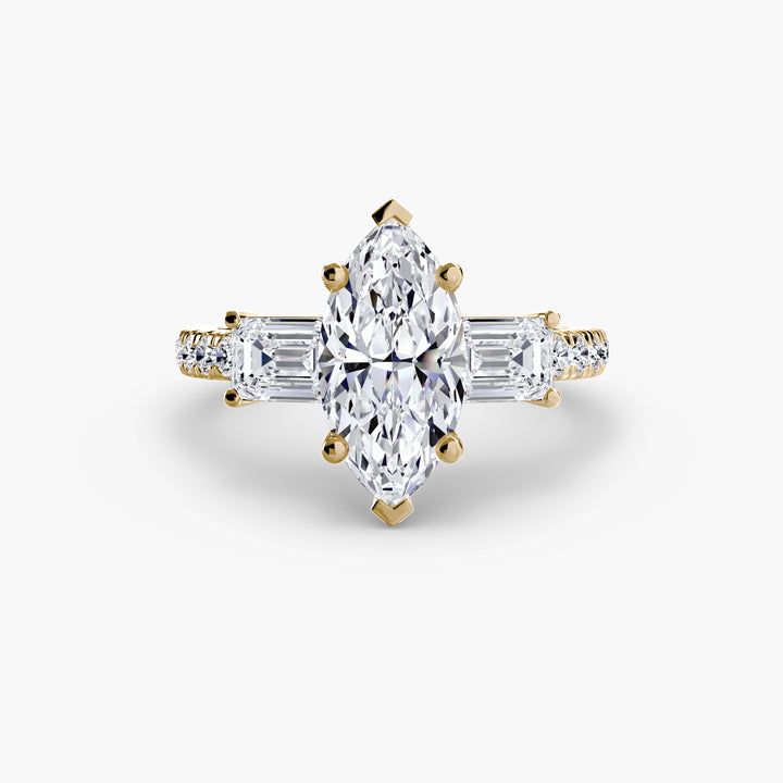 Three-Stone Ring with Pavé Band 4