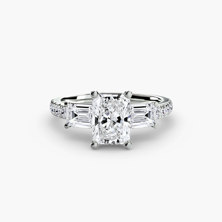 Three-Stone Ring with Pavé Band 4