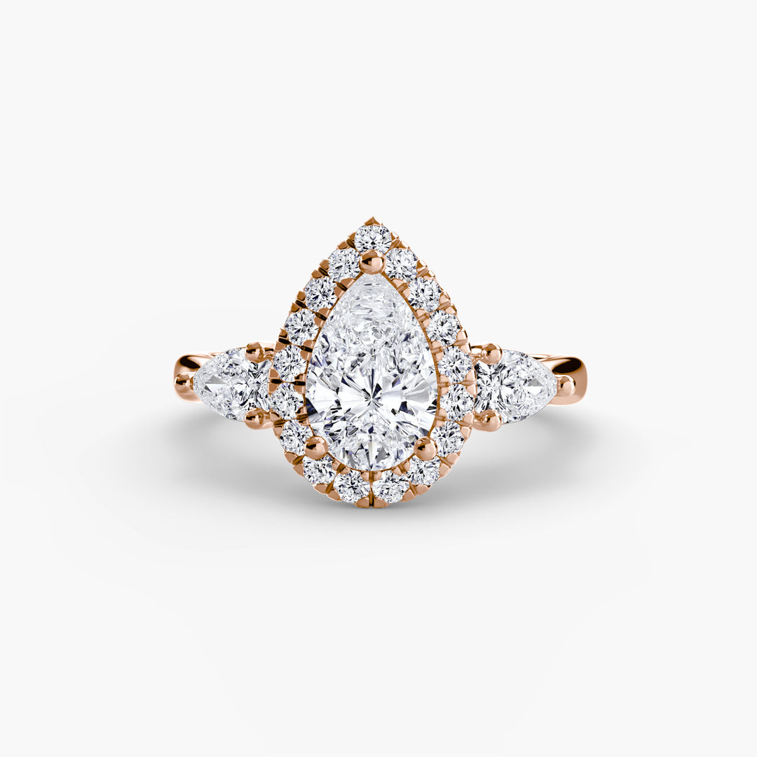 Three-Stone Ring with Halo