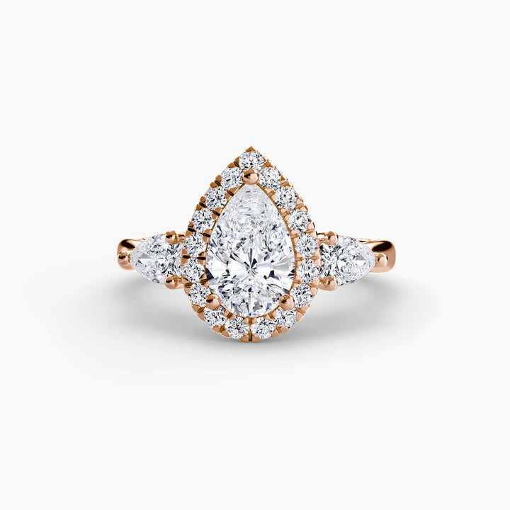 Three-Stone Ring with Halo