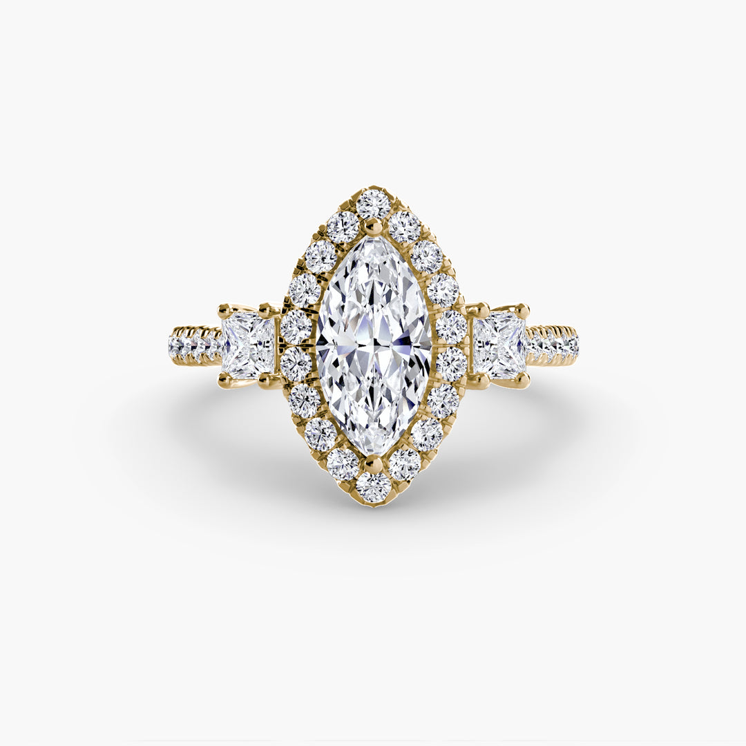 Three-Stone Ring with Halo 2