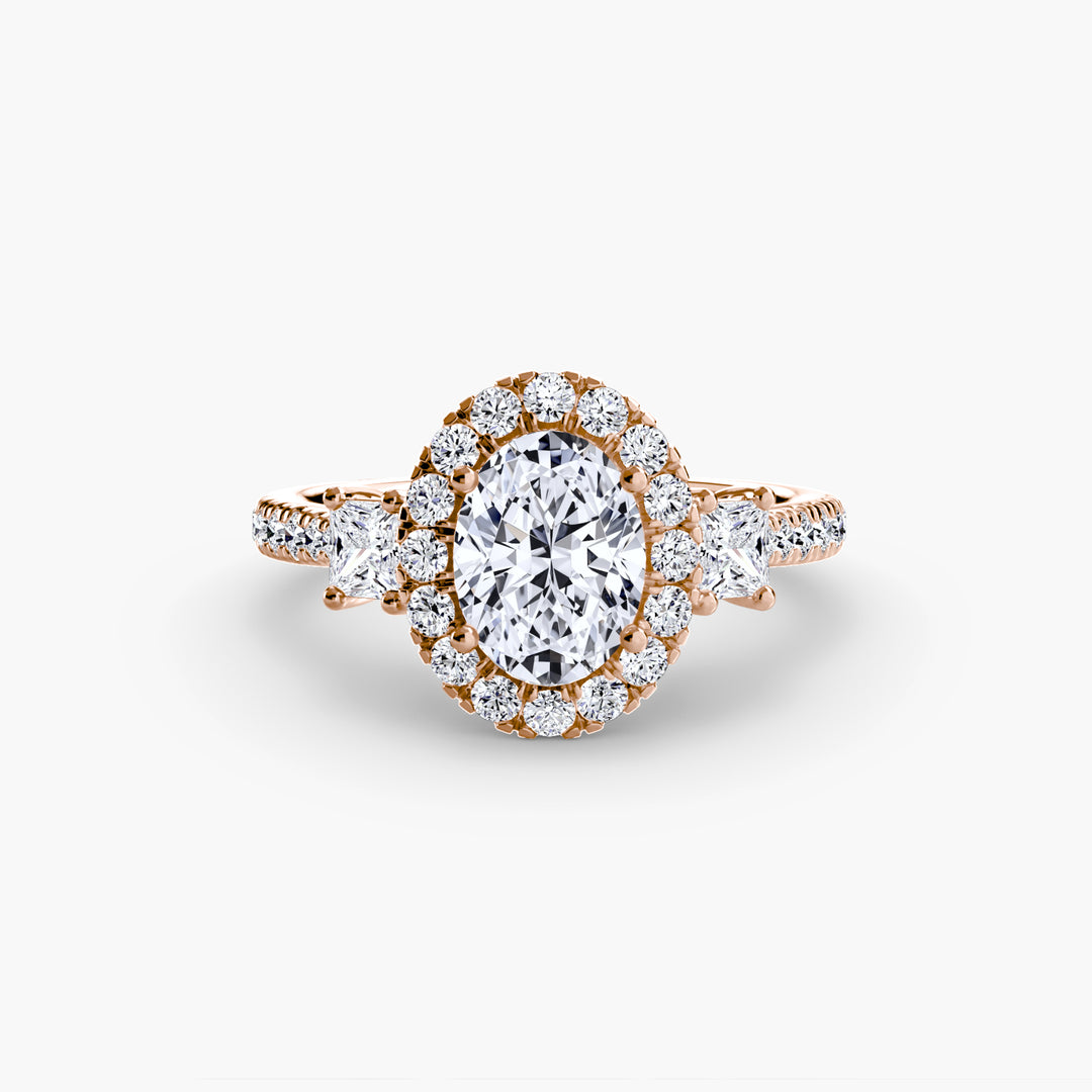 Three-Stone Ring with Halo 2