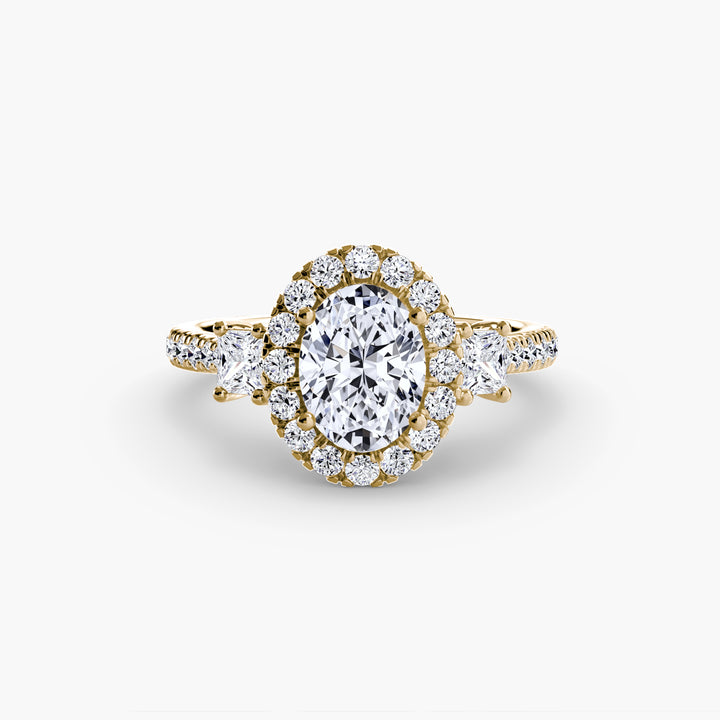 Three-Stone Ring with Halo 2