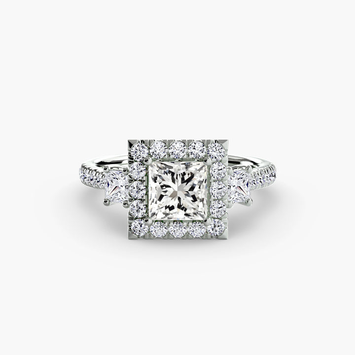 Three-Stone Ring with Halo 2