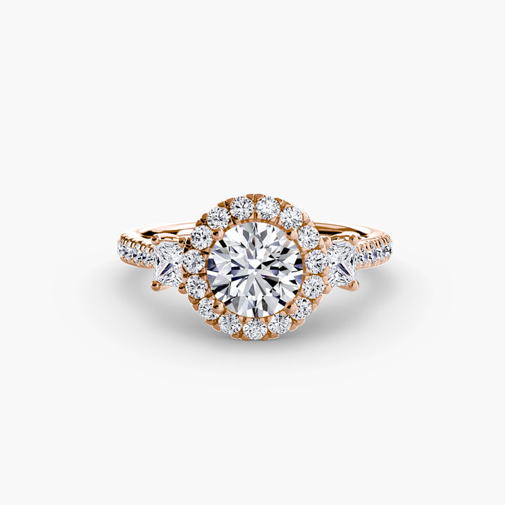 Three-Stone Ring with Halo 2