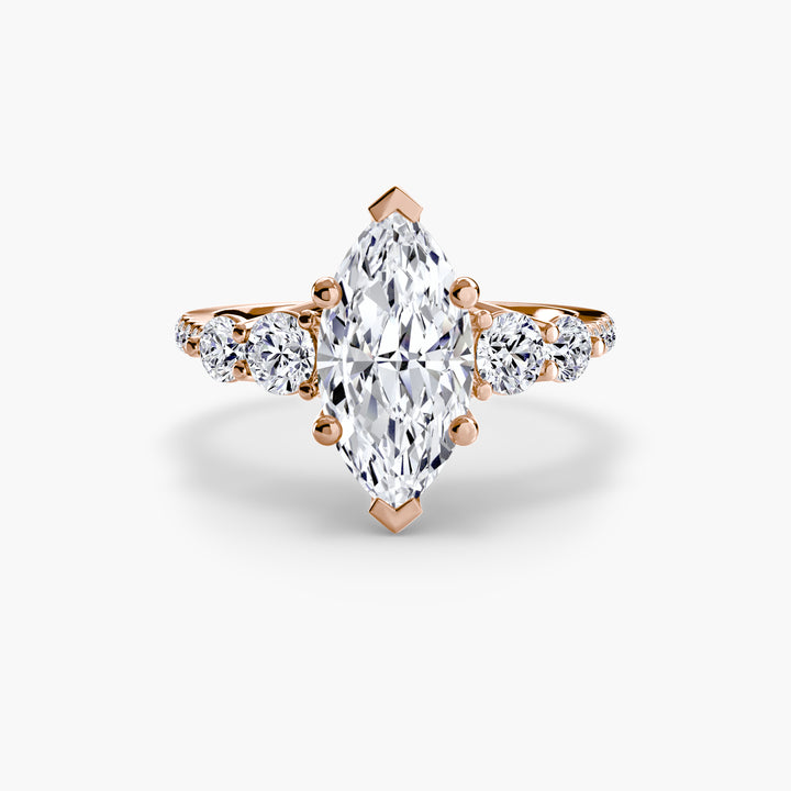 Five Stone Ring with Pavé Band