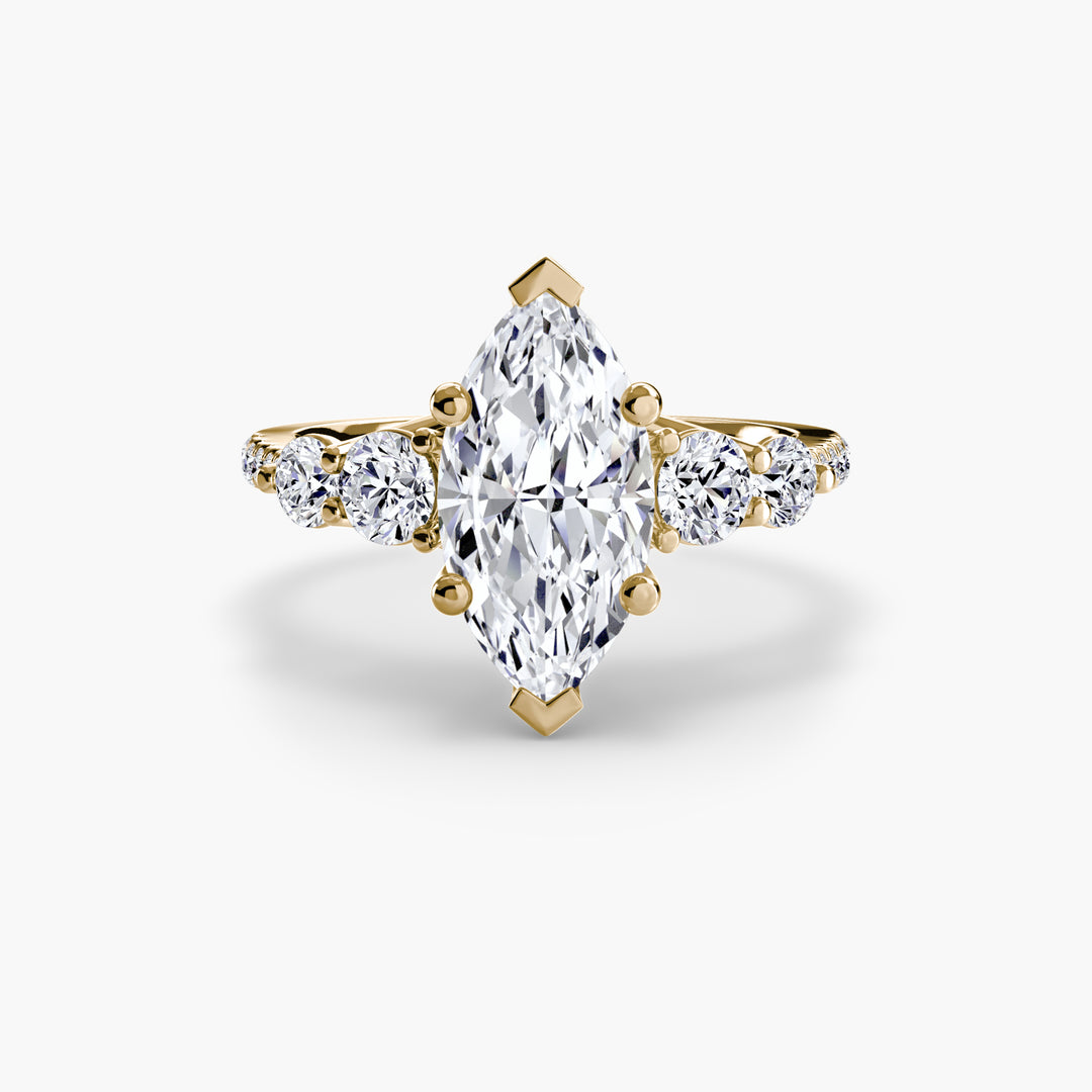 Five Stone Ring with Pavé Band