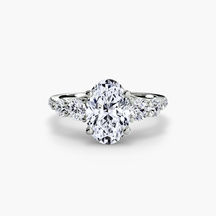 Five Stone Ring with Pavé Band